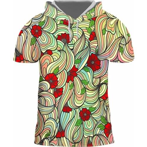 IFPD EU Size New Fashion Hooded T-shirt 3d Hot Sale Print Red Flower Cool Tshirt Unisex Man/womans Short Sleeve Hip Hop Tops