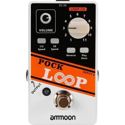 Ammoon Guitar Pedal POCK LOOP Looper Guitar Effect Pedal 11 Loopers 1/2 & 2X Speed Playback Reverse True Bypass Pedal Guitar