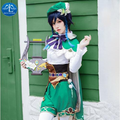 Game Genshin Impact Cosplay Venti Cosplay Costume Anime Venti Costume Halloween Outfit Fancy Dress Custom Made Women Dress