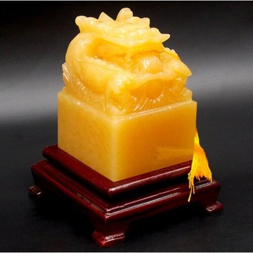 Quality Topaz dragon seal decoration gift large custom Letters seal name carved dragon jade Chinese Emperor Traditional seal