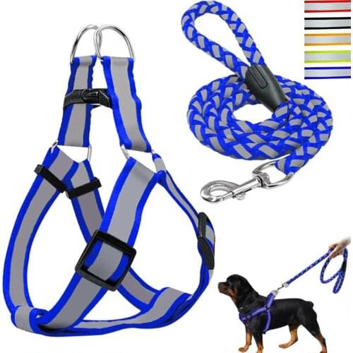 Small Dog Harness and Leash Set Reflective Nylon Adjustable Small Dog Harness Leads Rope Set for Small Medium Dog Red Black Blue