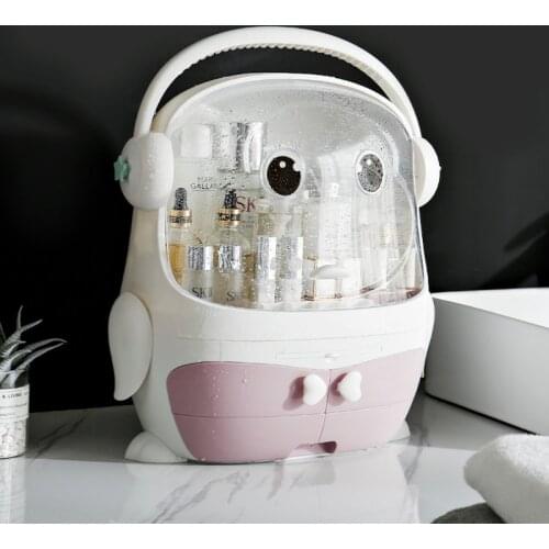 Large Capacity Cosmetic Storage Box Penguin Makeup Organizer Jewelry Lipstick Drawer Desktop Container Bathroom Waterproof Boxes