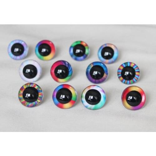 20PCS 9MM-20MM RAINBOW COLOR round toy safety eyes +washer for plush doll findings-size STYLE option--R12