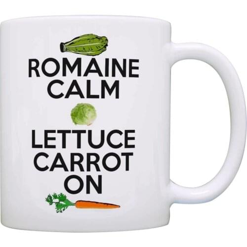 Cooking Gifts Romain Calm Lettuce Carrot On Keep Calm Vegan Gift Coffee Mug Tea Cup White
