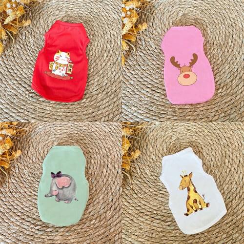 Cute Printed Summer Pets tshirt Puppy Dog Clothes Pet Cat Vest Cotton T Shirt Pug Apparel Costumes Dog Clothes for Small Dogs