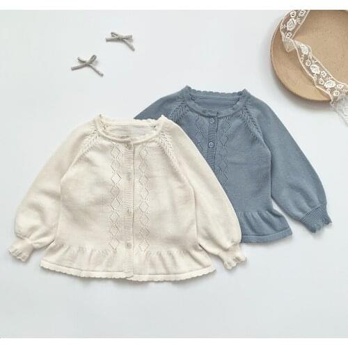 Adorable Thin Girls Sweater Spring Summer Cotton Knitt Long Sleeve Kids Jackets for Girls Clothes Toddler Tops Children Coat