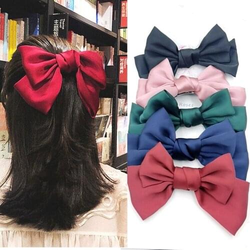 Fashion hair accessories silk silk satin oversized bow hairpin gong satin horsetail clip popular handmade hair ornaments
