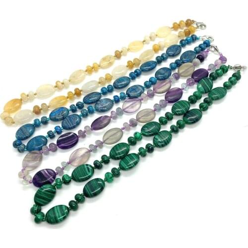 Natural Stone Semi-precious Stone Necklace Tiger Eye Stone Necklace about 18 Inches 13x18mm Egg-shaped 5x9mm Abacus Beads