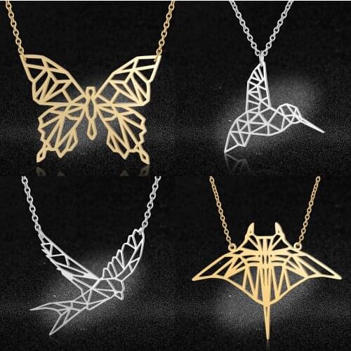 LaVixMia Authentic Stainless Steel Hummingbird Jewelry Necklace Wholesale Female Butterfly Ray Fish Necklaces Dropshipping