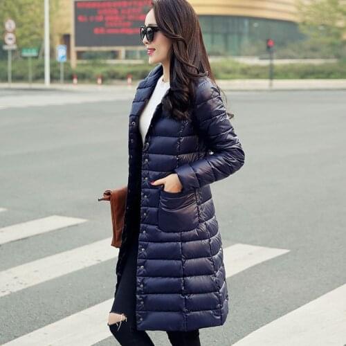 Sanishroly Autumn Winter Women Long Coat Outerwear Ultra Light Down Coat Parka Female White Duck Down Jacket Plus Size 4XL SE405
