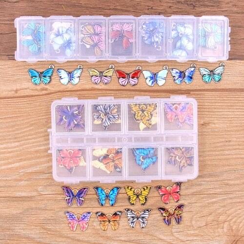 1Set 2 Styles Animal Printed Butterfly Charm KC Gold Drop Oil Pendant With Box Material For DIY Jewelry Earring Bracelet Making