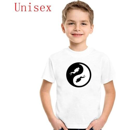 Scu-ba Diving Ying And Yang Diver Diving Underwater black children T-Shirt kids Top Tees boy clothes High Quality girl clothes