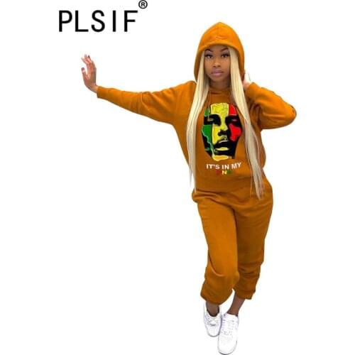 Casual Fashion Character Print Women Set Sporty Sweatsuit Ladies Full Sleeve 2 Pieces Tracksuit Outfits