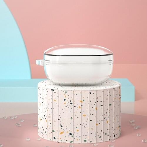 Transparent TPU Case Cover Compatible with QCY T13 Wireless Earbuds Charging Case with Keychain Protective Dustproof