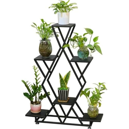 Nordic Light Luxury Iron Flower Stand Floor-Standing Living Room Balcony Flower Pot Stand Simple Modern Window Display Rack