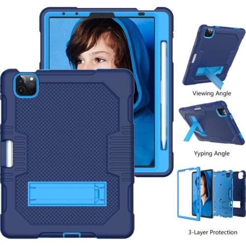 With Pencil Slot For Apple iPad air4 10.9 2020 2018 11inch Models Shell Safe Kids Armor Soft Shockproof Silicon Stand Hard Cover