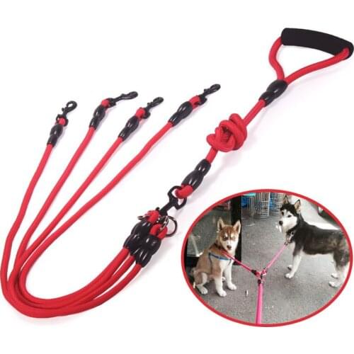 Nylon Detachable Dog Collar Leash Belt Climbing Rope Material Multi-Head Traction Rope Double Head Training Dog Lead Harness