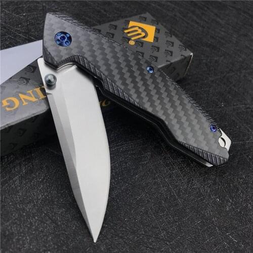 Folding Knife Carbon Fiber Handle Camping Hunting Pocket Knife 8Cr13MoV Steel Titanium Outdoor Survival Knives kitchen knife