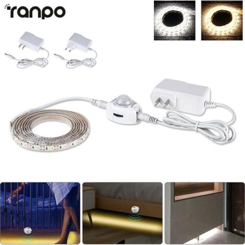 1-5M PIR Motion Sensor LED Strip Light Under Cabinet Closet Night Light for Corridor Stairs Security Lamp EU/US Plug Waterproof