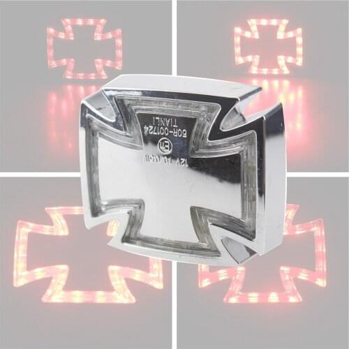 Cross Maltese LED Warning Tail Lights Chrome Motorcycle Stop Lamp E-Mark Taillight for Harley Dyna XL Sportster 883R BOBBER