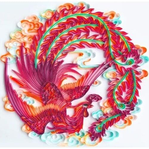 UNIQUILLING Flying Phoenix Quilling Paper Paintings Wall Art Decor DIY Quilling Paper Crafts Gifts DIY Quilling Paper Tools Kits