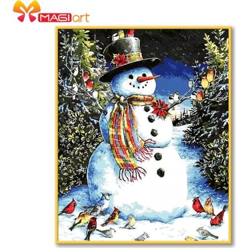 Cross stitch kits Embroidery needlework sets 11CT water soluble canvas patterns 14CT Full Christmas Birds snowman -NCMC069