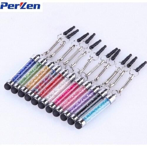 High Quality Mini Crystal Stylus Pen Capacitive Screen Touch Pen For iPhone Samsung+ 3.5mm Dust Plug Free Shipping 250pcs/lot