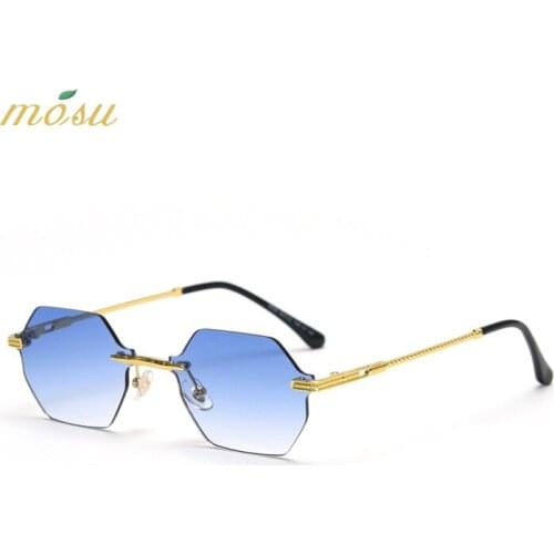 MS DESIGN Women Rimless Round Sunglasses Gradient Lens UV400 Protection