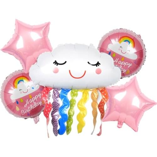 1set Cartoon Sky Rainbow Foil Balloons Birthday Party Decorations Wedding Anniversary House Supplies Air Globos Kids Toys