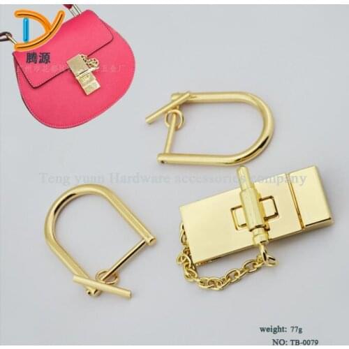 10 PC/lot) metal plating processing leather handbags alloy straps links D mortise lock buckle decorative accessories