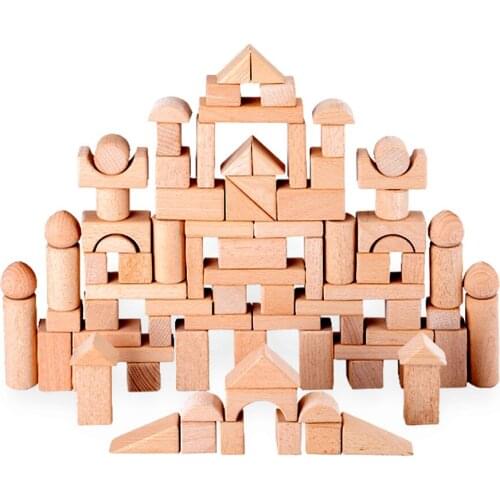 100Pcs Blocks Made Of Barrels Of Beech Wood Lump Logs Baby Toys For Early Learning Education For Children