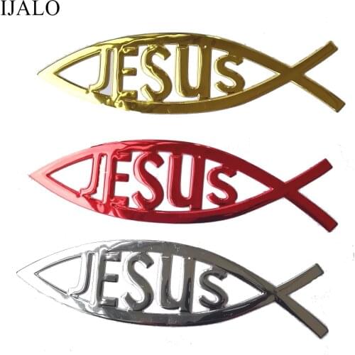 Jesus fish 3D car sticker soft PVC Chromed emblem badge Car styling decoration waterproof decal Christian decal sticker