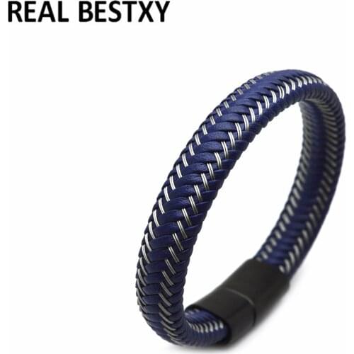 5pcs/lot Bracelet for Men Multilayer Leather Bangles Magnetic Clasp Braided Wrap Trendy Bracelet Armband pulsera hombre