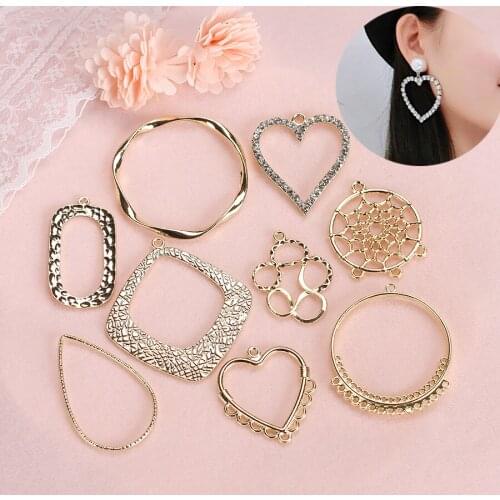 6pc/lots Diy Metal Zinc Alloy Earrings Pendant Female Accessories Pc Lot Gold Big Geometric For Necklace Jewelry Making Supplies