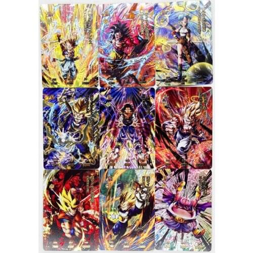 9pcs/set Dragon Z GT Rough Flash No.2 Gilding Super Saiyan Heroes Battle Card Ultra Instinct Goku Vegeta Game Collection Cards