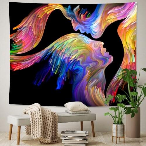 7-color Abstract couple character home art tapestry psychedelic scene Hippie Bohemian decorative tapestry bed sheet beach towel