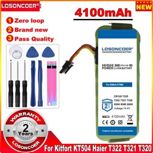 4100mAh Battery for Kitfort KT504 Haier T322 T321 T320 Panda X500 X580 X600 Ecovacs Mirror CR120 Dibea Robotic Vacuum Cleaner