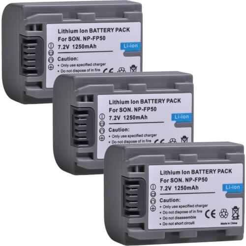 3pc NP FP50 NP-FP50 NPFP50 Camera Battery for Sony NP-FP30 NP-FP50 NP-FP60 NP-FP70 NP-FP71 NP-FP90 DCR-SX40 SX40r SX41 HDR-CX105