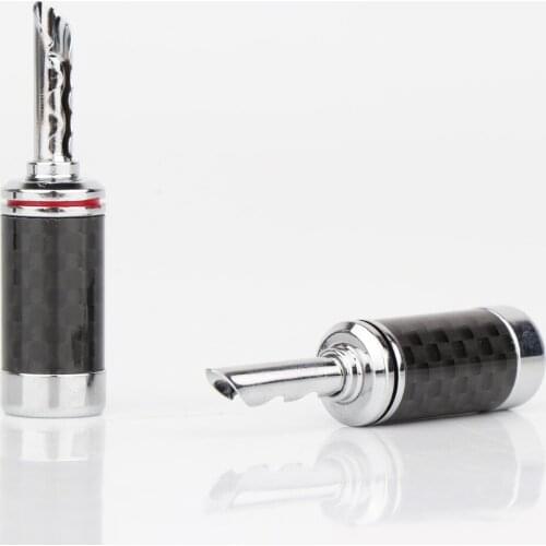 4Pcs BA1406 Rhodium Plated Carbon Fiber BFA Banana Plug For DIY Speaker Cable