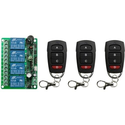 DC12V 4CH RF Wireless Remote Control System teleswitch 3* transmitter +1* receiver universal gate remote control /radio receiver