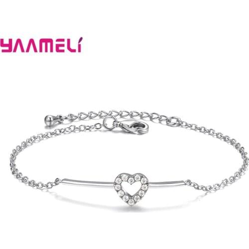 Heart Bracelet For Bride Women Wedding Engagement Jewelry Decoration 925 Sterling Silver Cubic Zircon Jewelry for Lady
