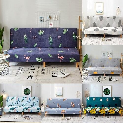 Flamingo Floral Sofa Bed Cover Stretch All-inclusive Universal Fold Armless Sofa Bed Slipcover Elastic Protector For Living Room