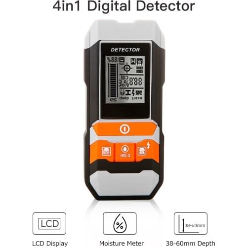 4in1 Digital Moisture Meter Humidity LCD Tester Wood Hygrometer Detector Pinless Digital Electrical Tester Measuring tool