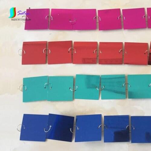 50*50MM Big Size Colorful Square Sequins Lace,Home Wedding Background Decoration,Baby Handmade Diy Material Sequins Chain S0588L