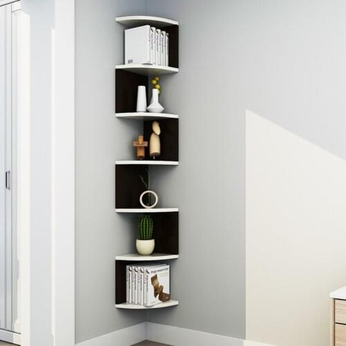 HQ CR01 Wood Corner Shelf Organizer Wall Shelf Kitchen Storage Rack Shower Holder Home Living Room Bookshelf Shelves Storage