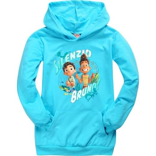 Disney New Cartoon Films Kids Girls Sweatshirt Autumn Boys Hoodies Fish Monster Luca Long Sleeve Hoodie T-shirt Top Teens