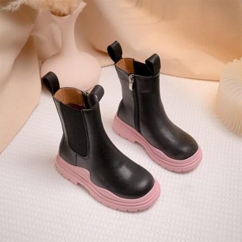 Kids Boots 2021 New Autumn Girls Leather Boots Childrens Boots Baby Waterproof Colorful Shoes Soft Platform Ankle Riding Boots