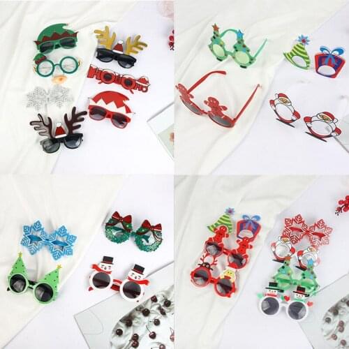 Baby Gir Boy Christmas Glasses Frame Glittered Santa Snowman Antler Eyeglasses Xmas Party Decoration Photo Prop Holiday Favors