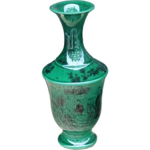 China old porcelain Green glazed Coloured drawing Porcelain Vase