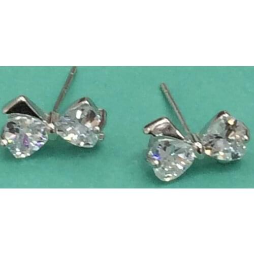 FYM High Quality Sliver Color Bowkont Shape Cubic Zirconia Boho Vintage Stud Earring Bijoux for Women Party Jewelry
